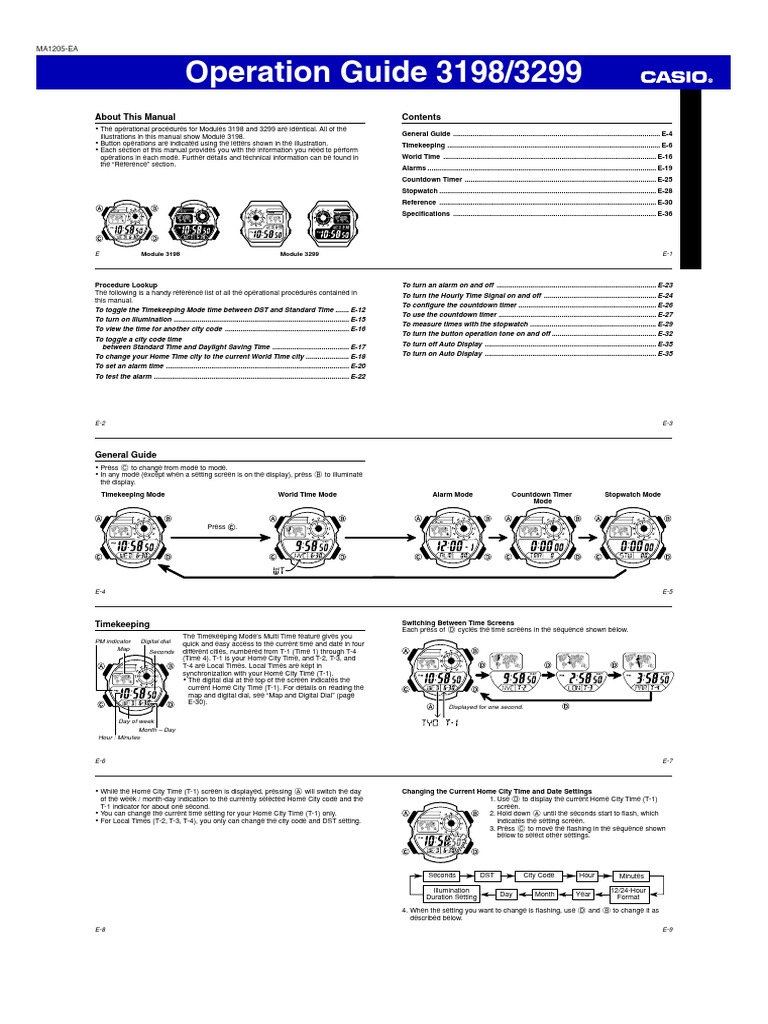 Watch Time and Date Settings Guide | PDF | Daylight Saving Time | Timer