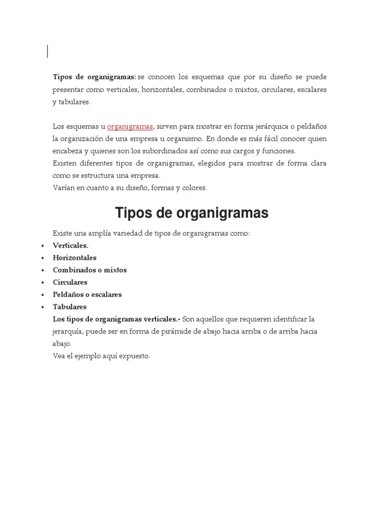Tipos de Organigramas | PDF | Crecimiento personal y profesional | Negocios