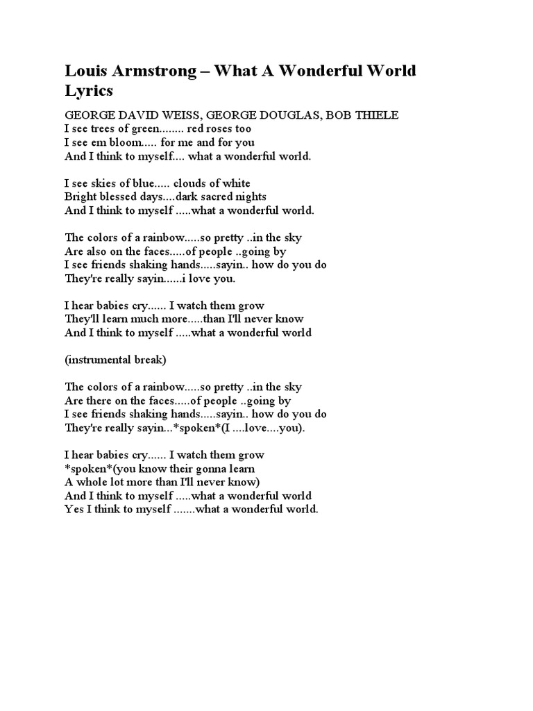 What a Wonderful World Lyrics | PDF