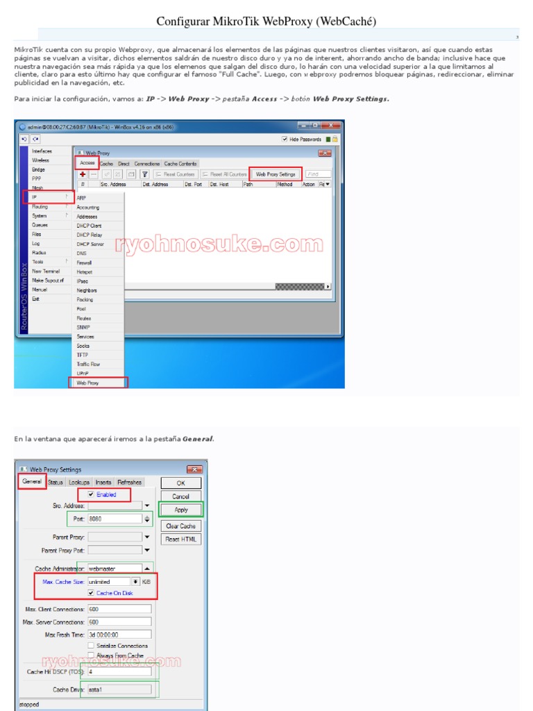 Configuración de MikroTik WebProxy | PDF | Caché (Computación ...