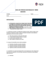 Prueba de Ciencias Naturales 6º I Semestre. 2014