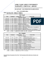 Tnou Exam Time Table