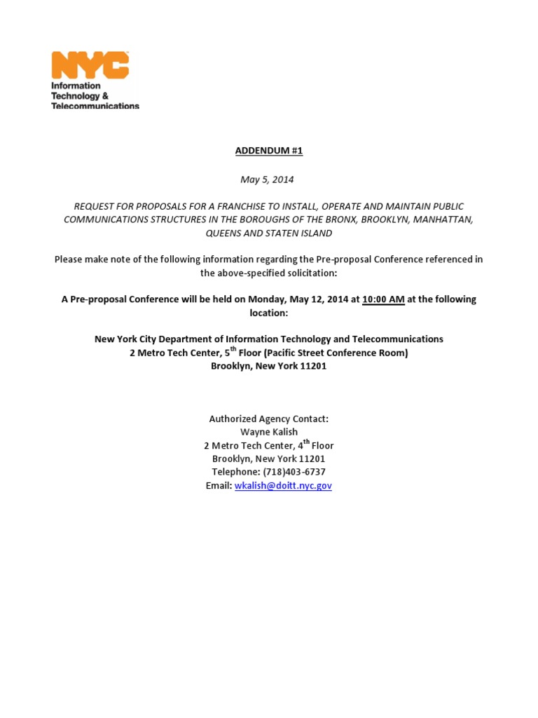 Public Communications Structures RFP Addendum 1 5-5-14 | PDF