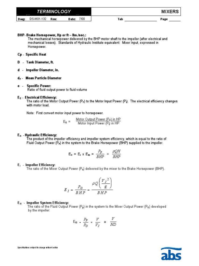 Mixing Fundamentals Terminology and Formulas PDF Reynolds Number