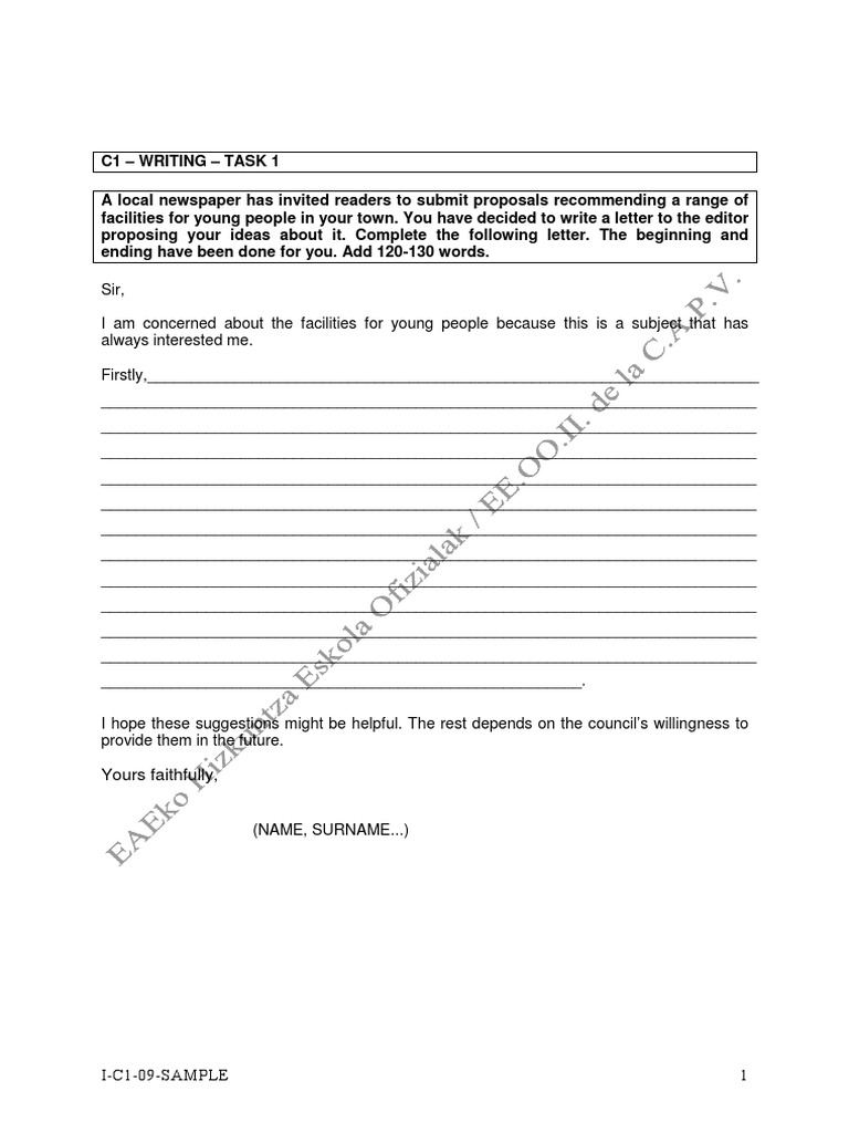 C1 Writing Sample PDF