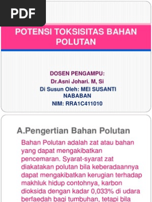 Potensi Toksisitas Bahan Polutan