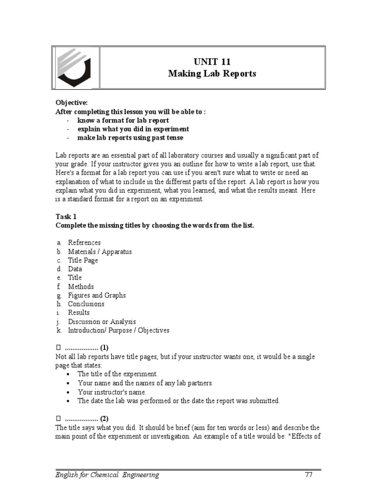 Lab report introduction in past tense