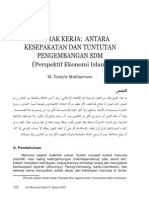 Kontrak Kerja antara Kesepakatan dan Tuntutan Pengembangan SDM (Perspektif Ekonomi Islam)