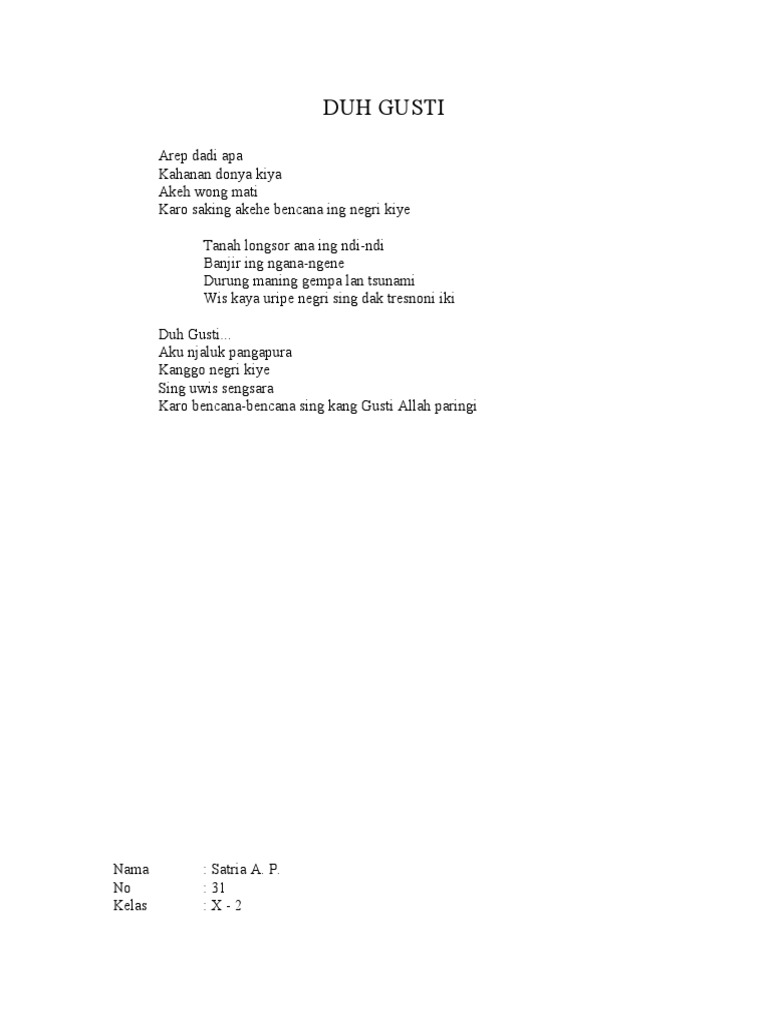 Contoh Geguritan Anak - Simak Gambar Berikut