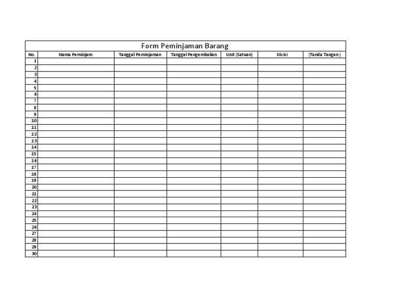 Form Peminjaman dan Pengembalian Barang | PDF