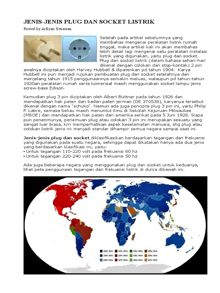 Jenis-Jenis Plug dan Socket Listrik | PDF | Griya & Taman | Teknologi ...