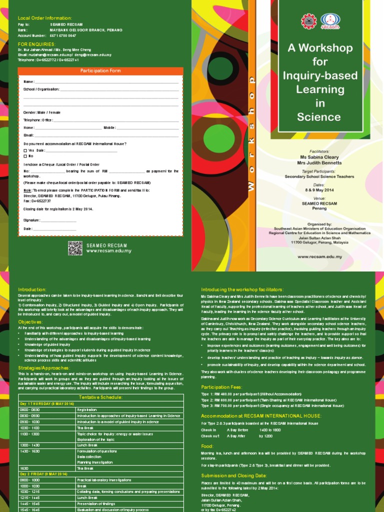 Inquiry-Based Learning Workshop at RECSAM | PDF | Inquiry Based ...