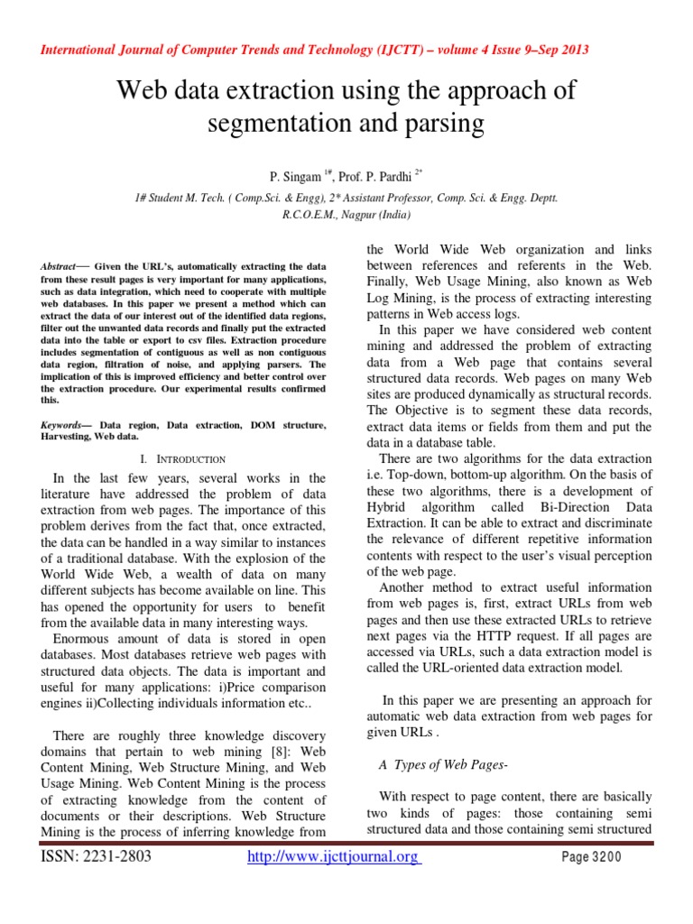 Web Data Extraction Using The Approach of Segmentation and Parsing ...