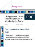 Database Management Systems: DB Application Development Project Statement + Introduction To Oracle