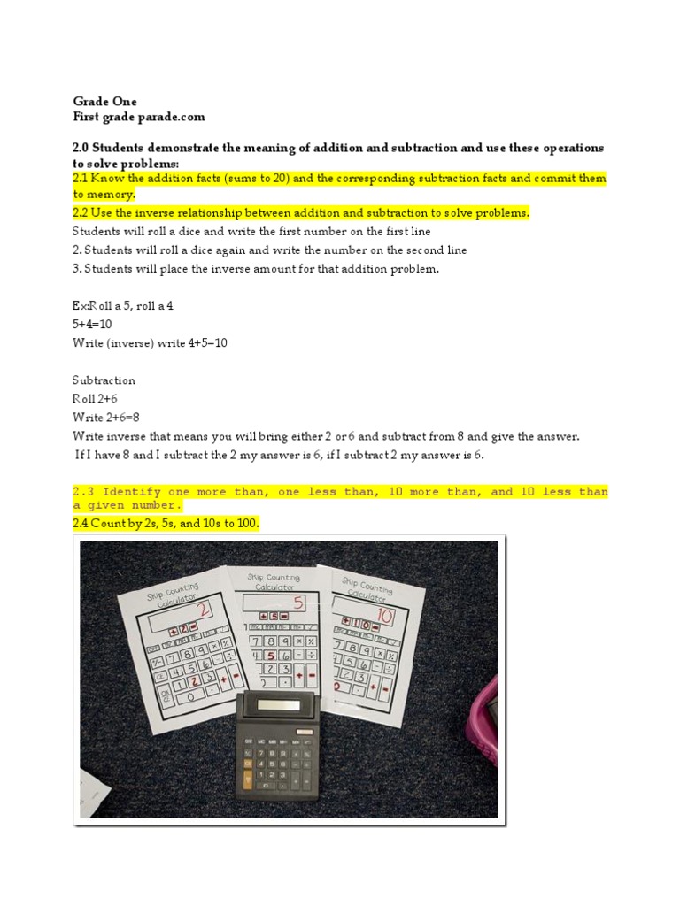 First Grade Addition and Subtraction Guide | PDF