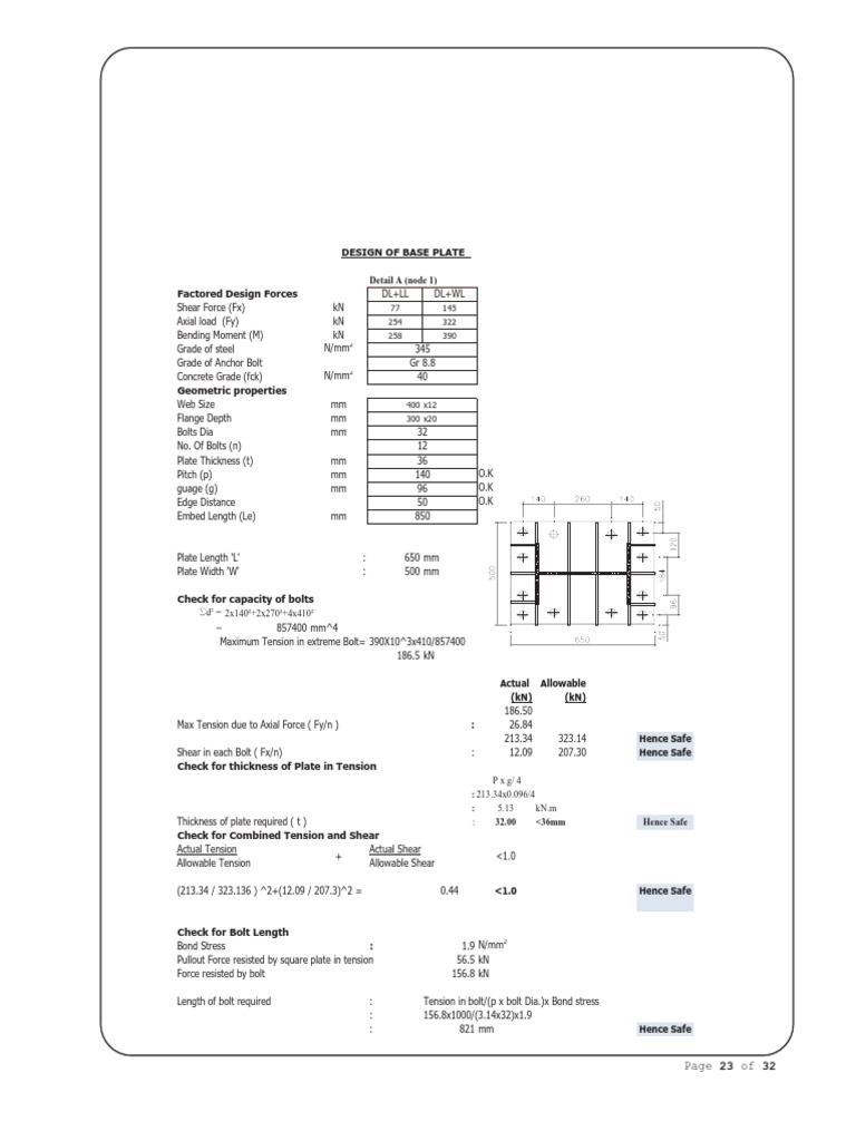Anchor Bolt and Base Plate Design | PDF | Continuum Mechanics | Applied ...
