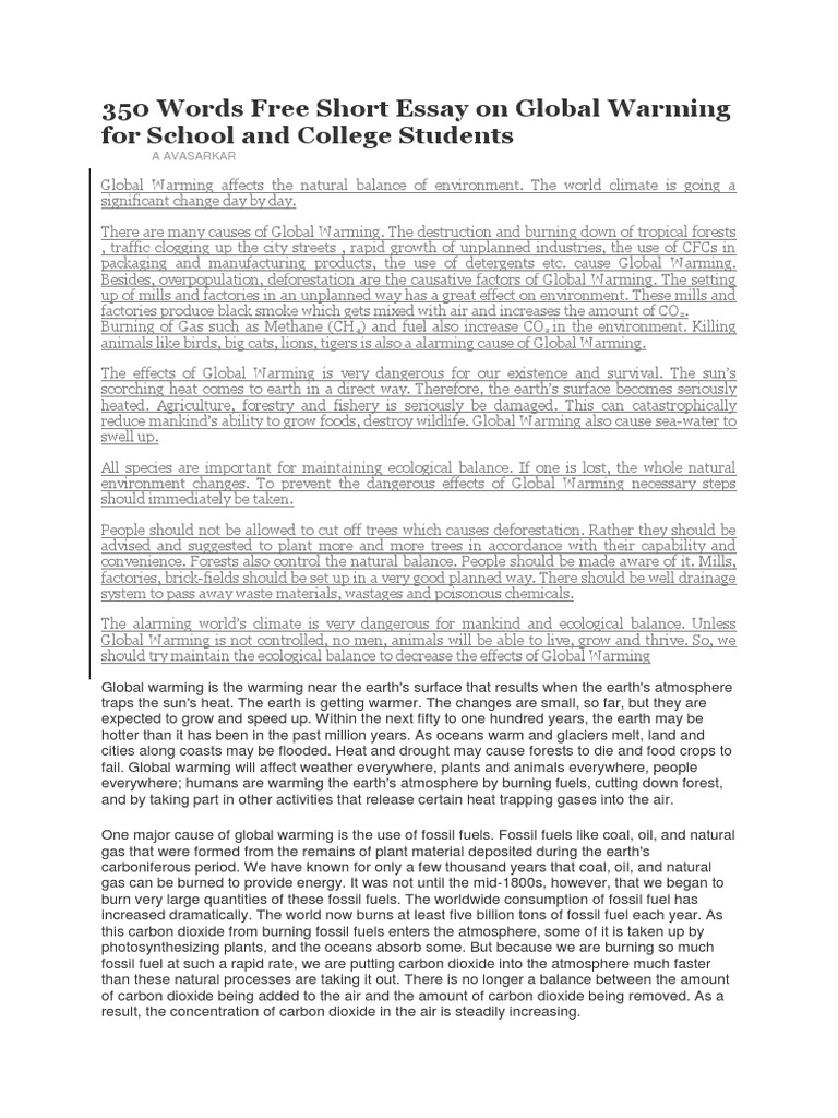 Essay on global warming pdf free download