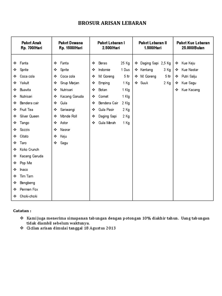 Brosur Paket Lebaran 2020 Tulisan