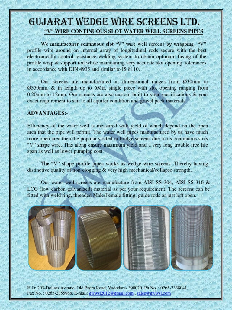 V Wire Water Well Screens by GWWSL | PDF | Wire | Welding
