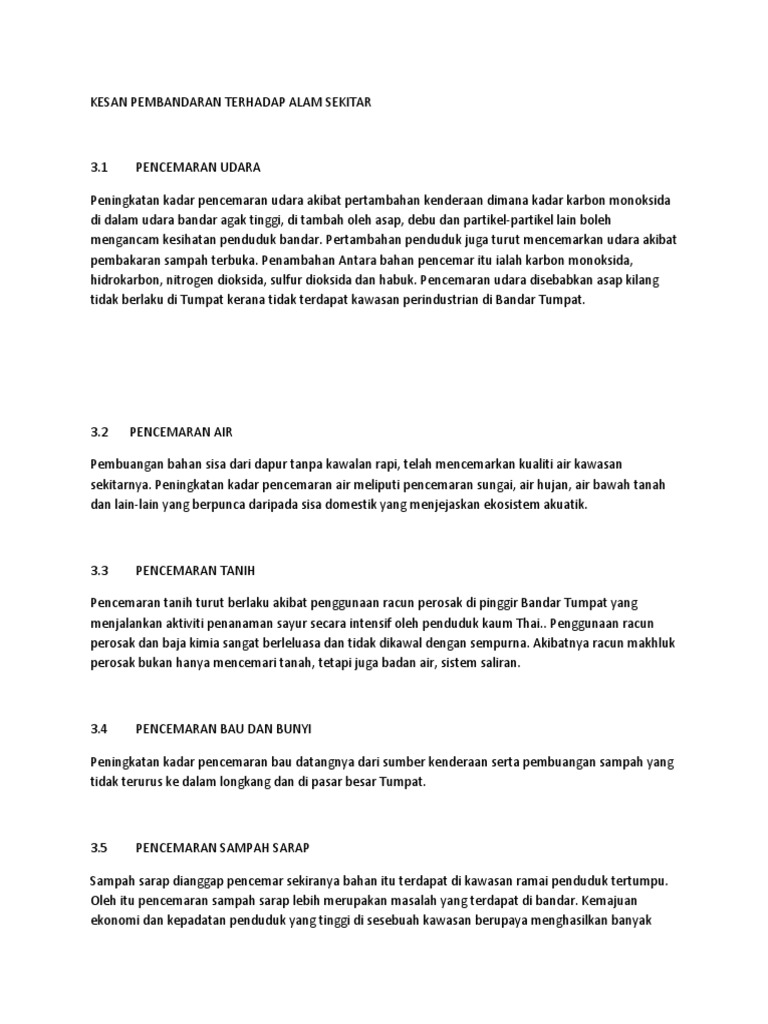 Kesan Pembandaran Terhadap Alam Sekitar Pdf