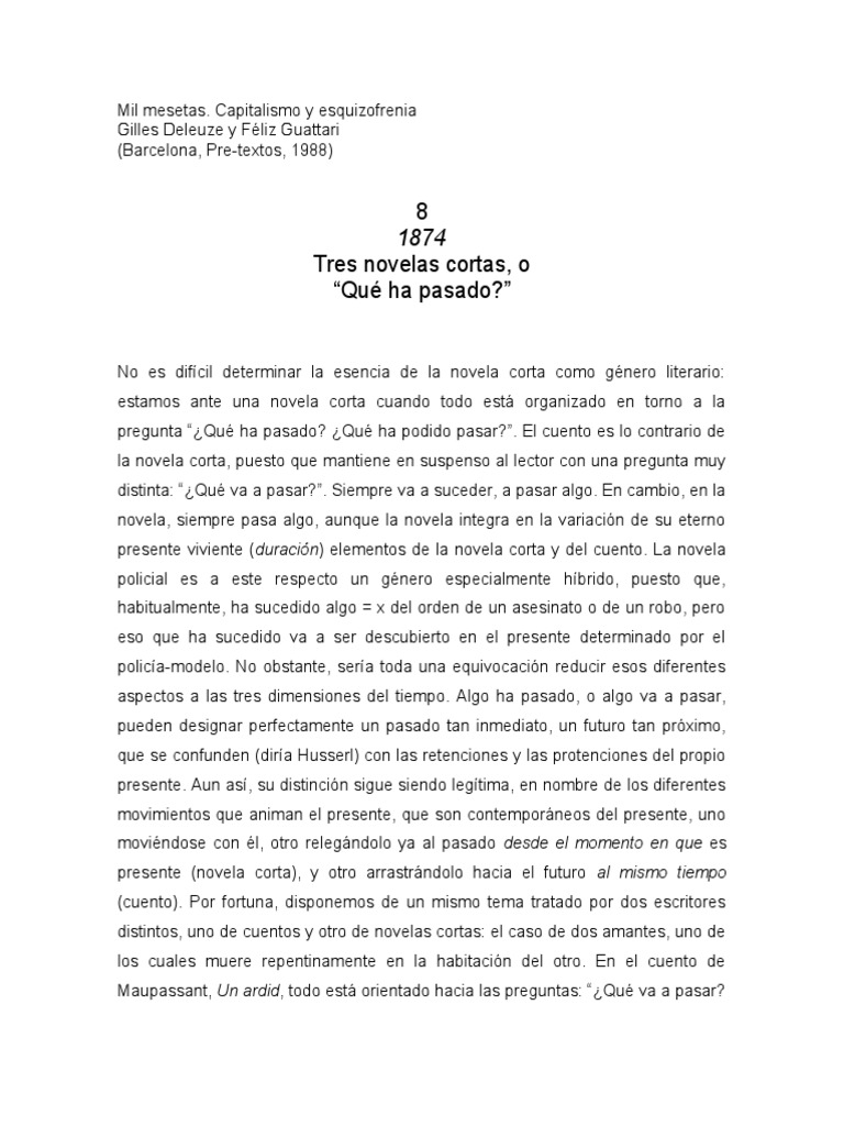 Normalización reunirse Refinería Tres Novelas Cortas | PDF | Gilles Deleuze