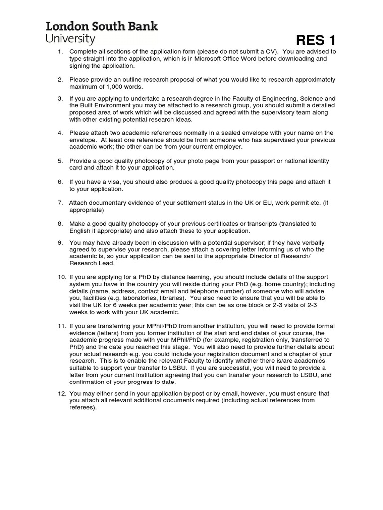 RES1 Application Submission Guide | PDF | Doctorate | Postgraduate ...
