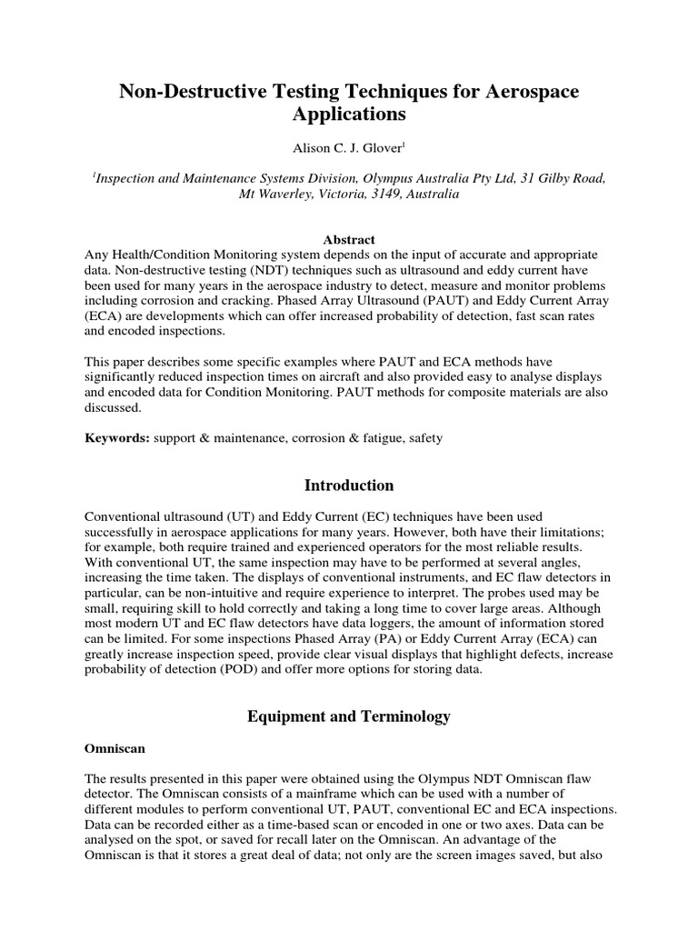 NDT Techniques in Aerospace Inspections | PDF | Nondestructive Testing ...