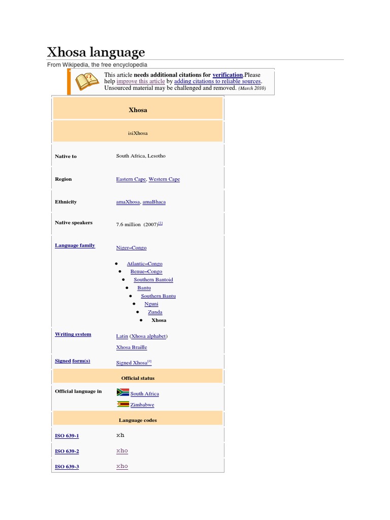Xhosa Language | PDF | Languages | Language Arts & Discipline