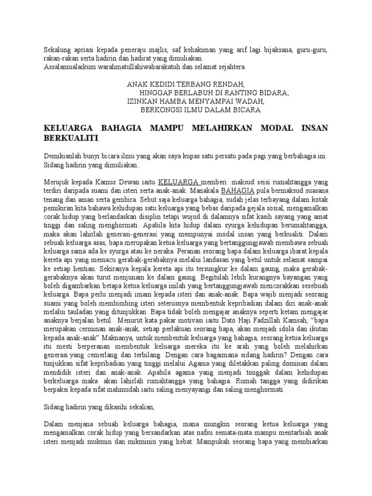 Pidato Keluarga Bahagia