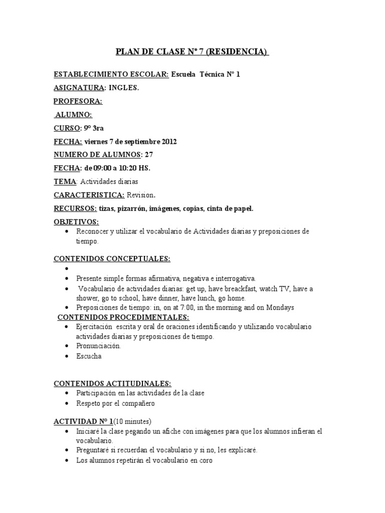 Plan de Clase #7 | PDF | Crecimiento personal y profesional