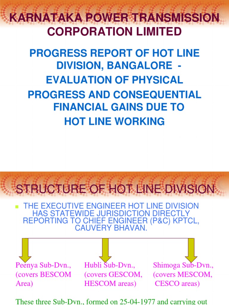 KPTCL Hot Line Division Progress Report | PDF | Insulator (Electricity ...
