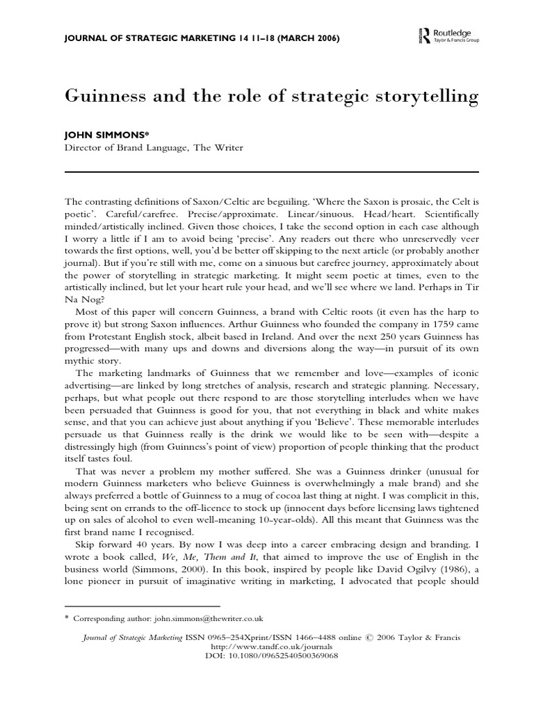 Strategic Storytelling in Guinness Marketing | PDF | Narrative ...
