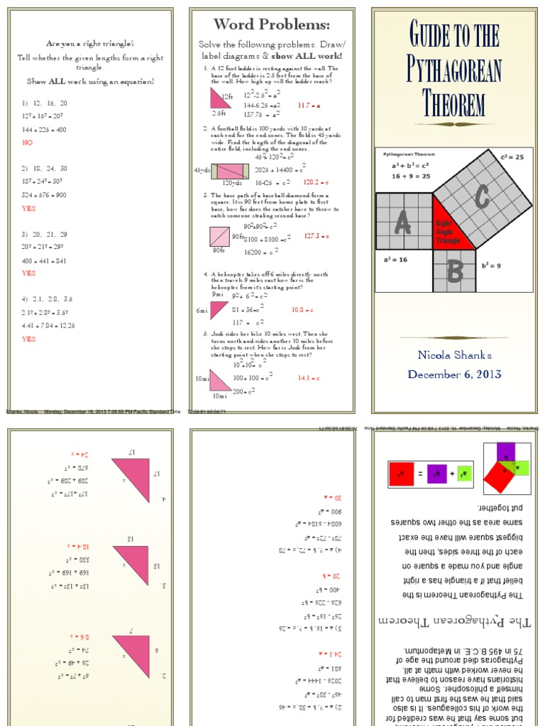 Pythagorean Theorem Guide | PDF | Baseball Field | Euclidean Plane Geometry