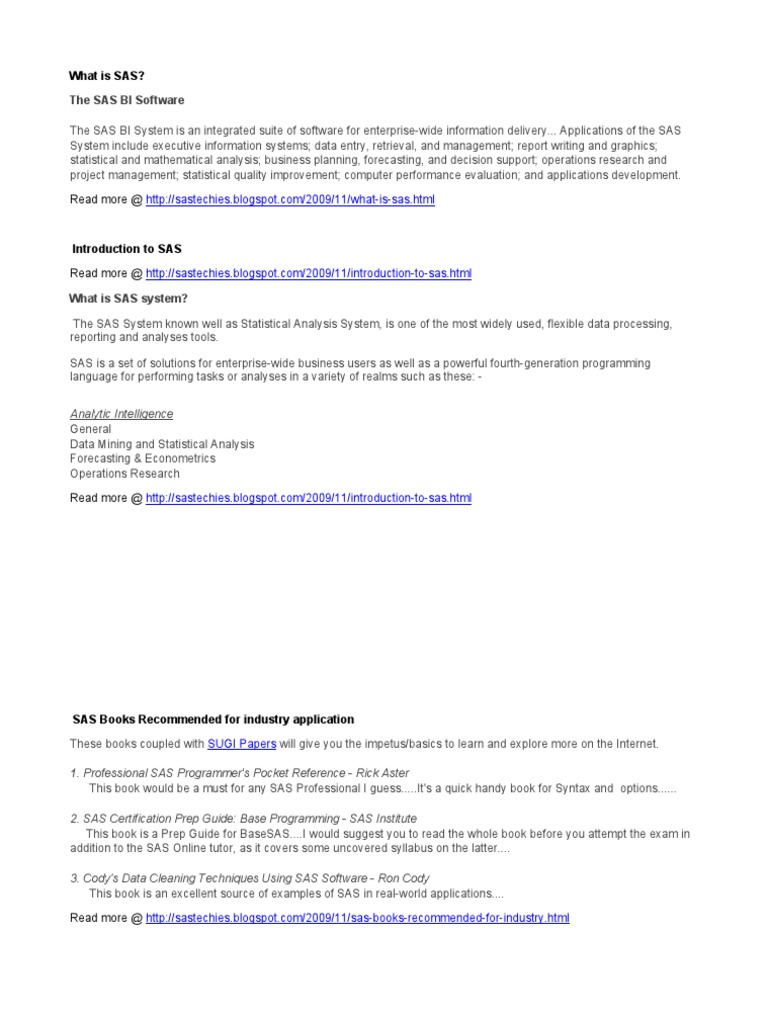 Learn SAS Programming | PDF | Sas (Software) | Computer Data