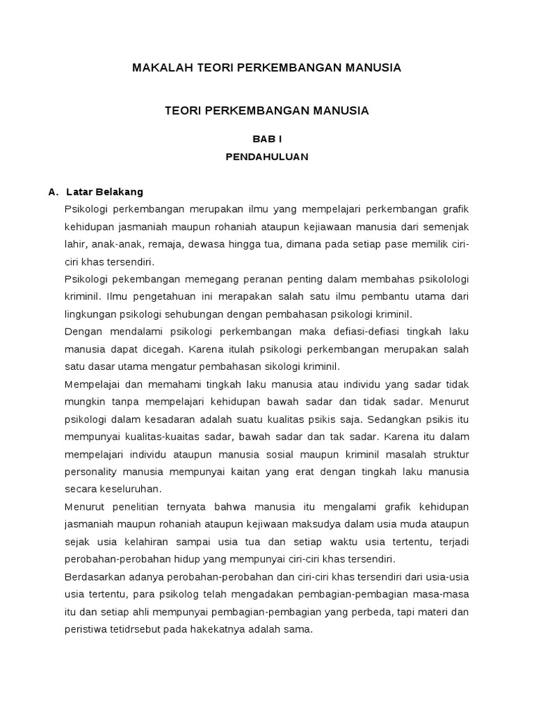Makalah Teori Perkembangan Manusia Pdf