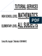 Summer Tutorial Services: High School Level: Elementary Level