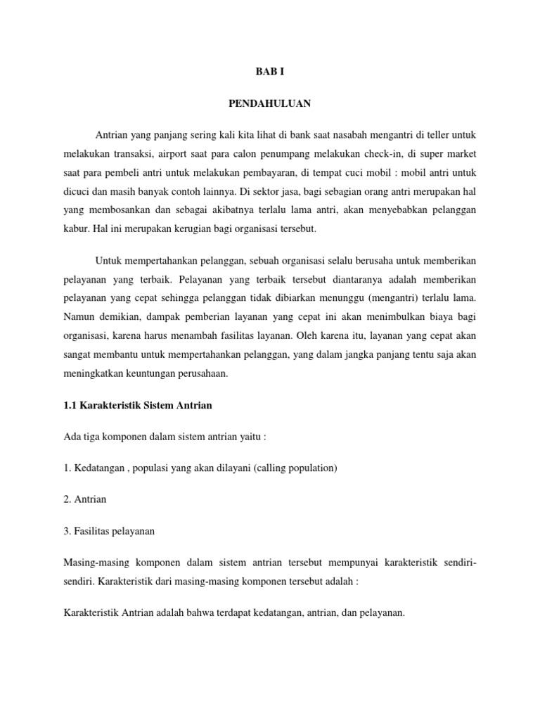 Contoh Soal Teori Antrian Dan Penyelesaiannya