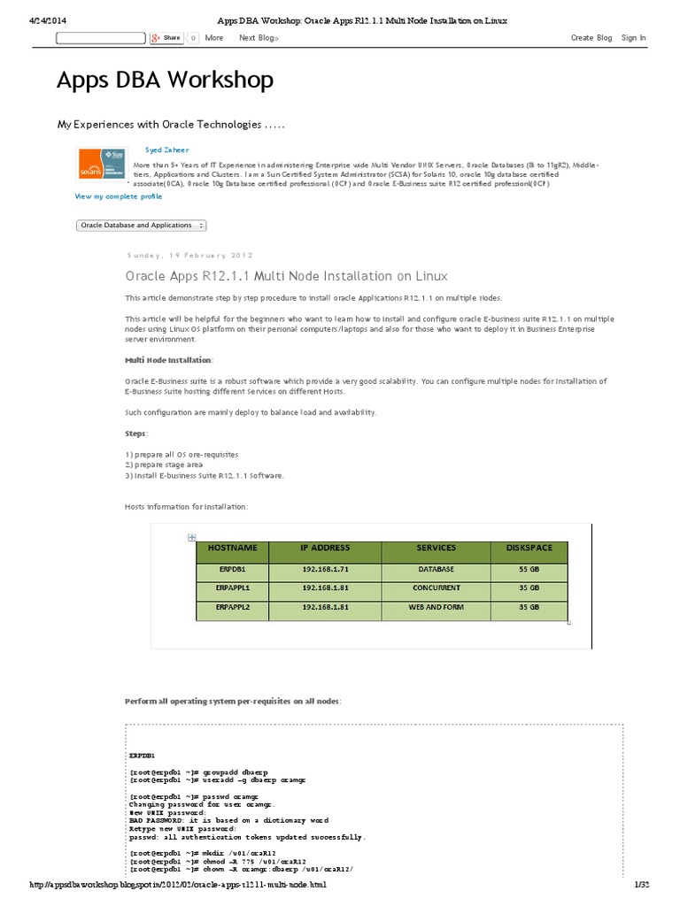 Apps DBA Workshop - Oracle Apps R12.1 | PDF | Oracle Database | Oracle ...