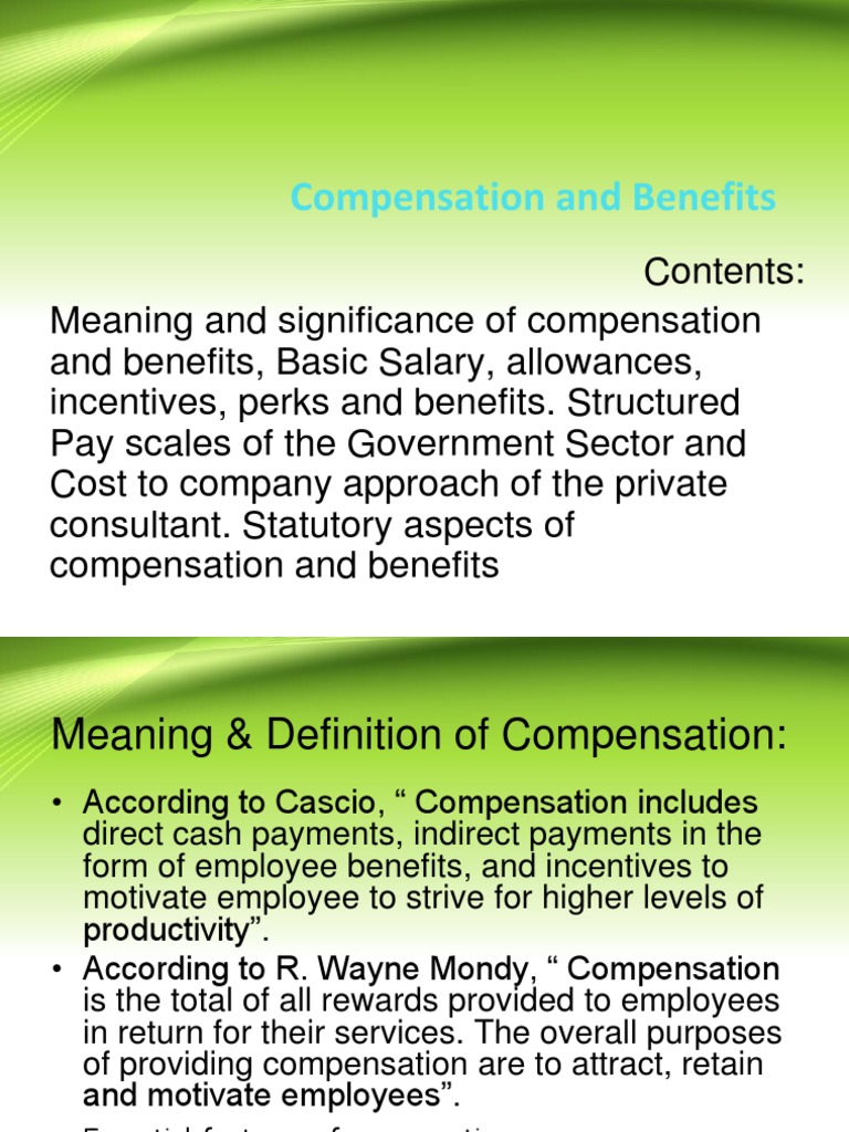 Overview of Compensation and Benefits | PDF | Compensation And Benefits ...