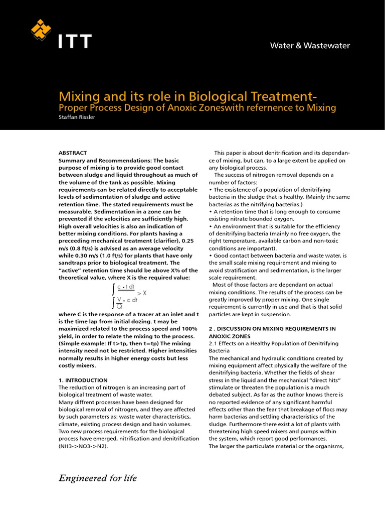 Mixing Biologicaltreatment | PDF | Water | Environmental Technology