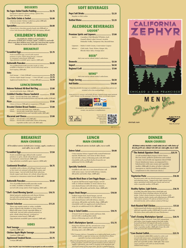 California Zephyr Dining Menu Pancake Salad