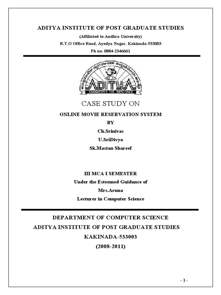 Case Study On: Aditya Institute of Post Graduate Studies | PDF ...