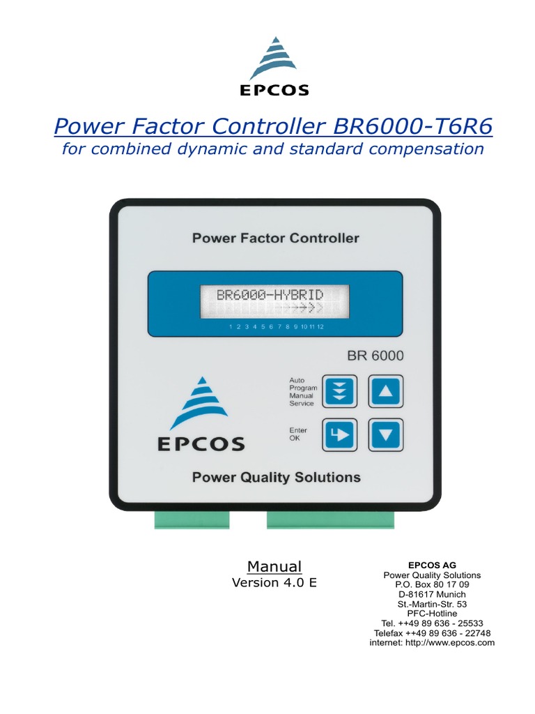 BR6000-T6R6 Power Factor Controller Manual | PDF | Relay | Capacitor