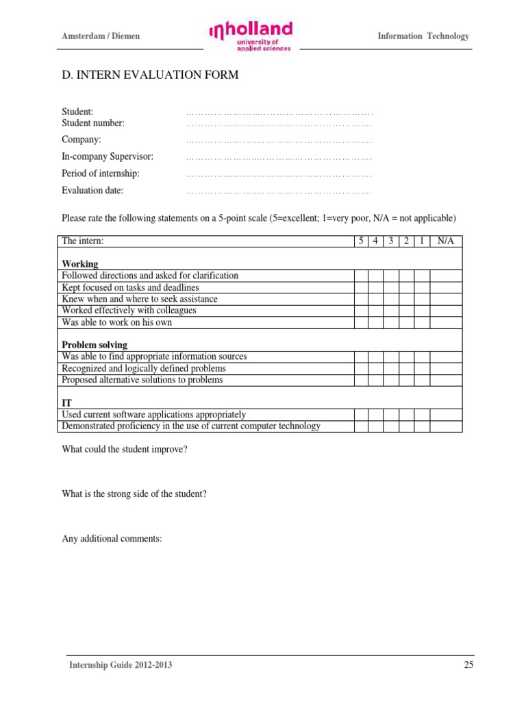 D. Intern Evaluation Form: Working | PDF | Business | Computers