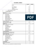 Cost Sheet Format