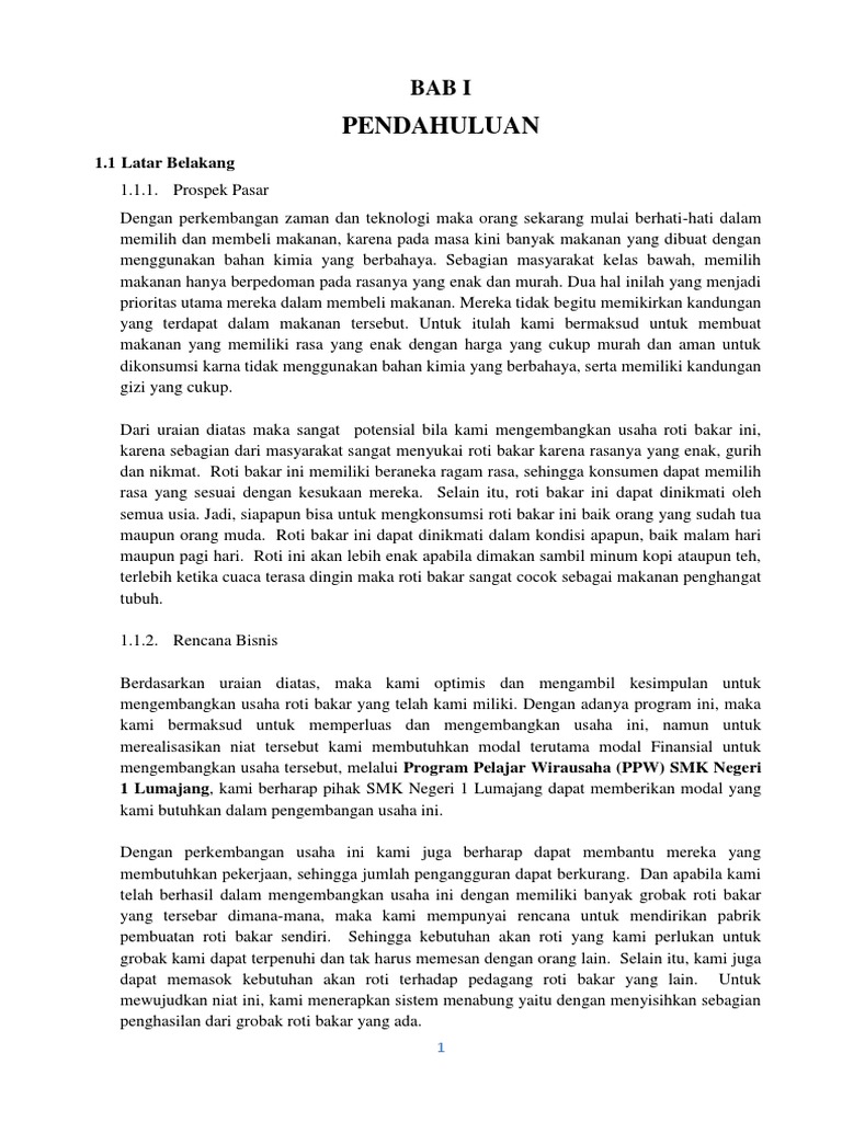 Contoh Proposal Usaha Roti Bakar