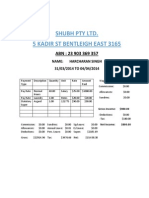 Shubh Pty Ltd. 5 Kadir ST Bentleigh East 3165: Name: Harcharan Singh 31/03/2014 TO 04/04/2014