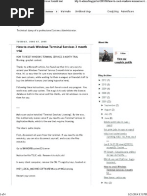 I Admin How To Crack Windows Terminal Services 3 Month Trial