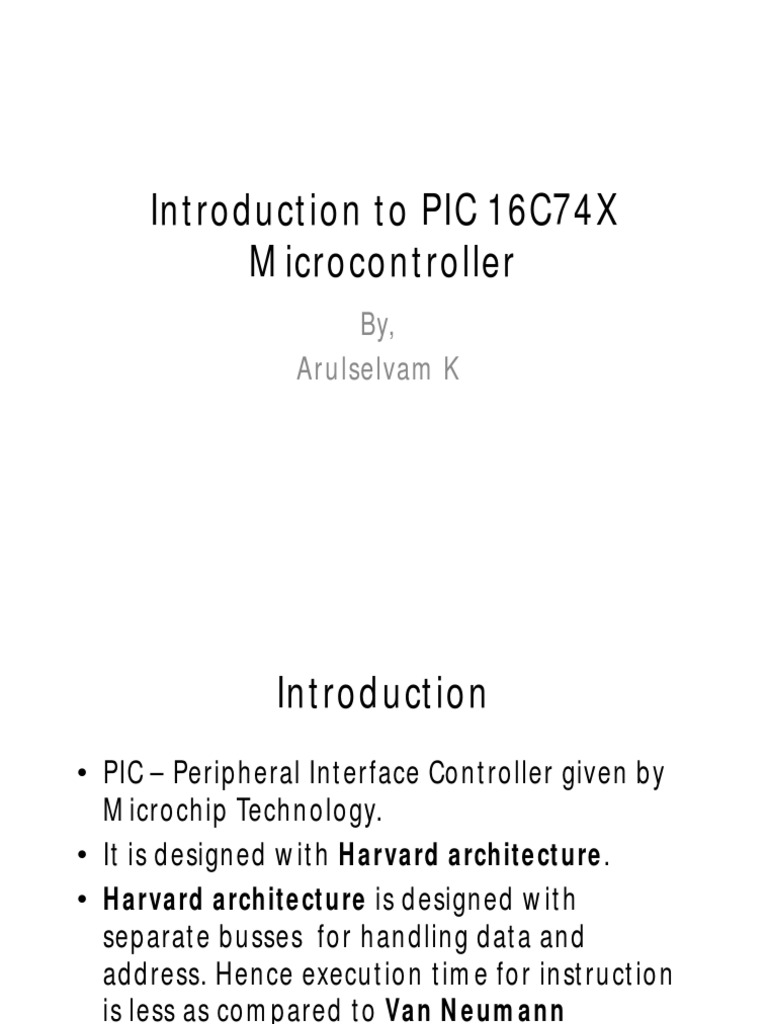 Introduction to PIC 16C74 Microcontroller | PDF | Pic Microcontroller ...