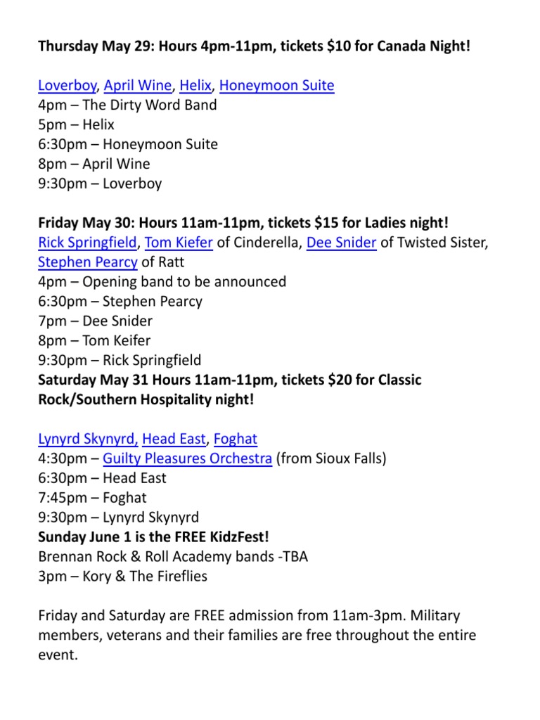 Ribfest Lineup PDF